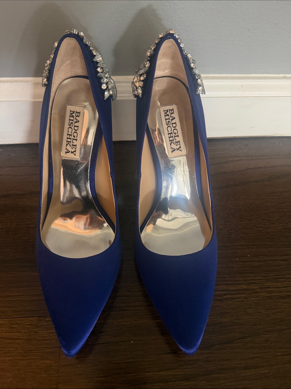 Badgley Mischka Royal Blue Crystal-Embellished Pointed Pumps